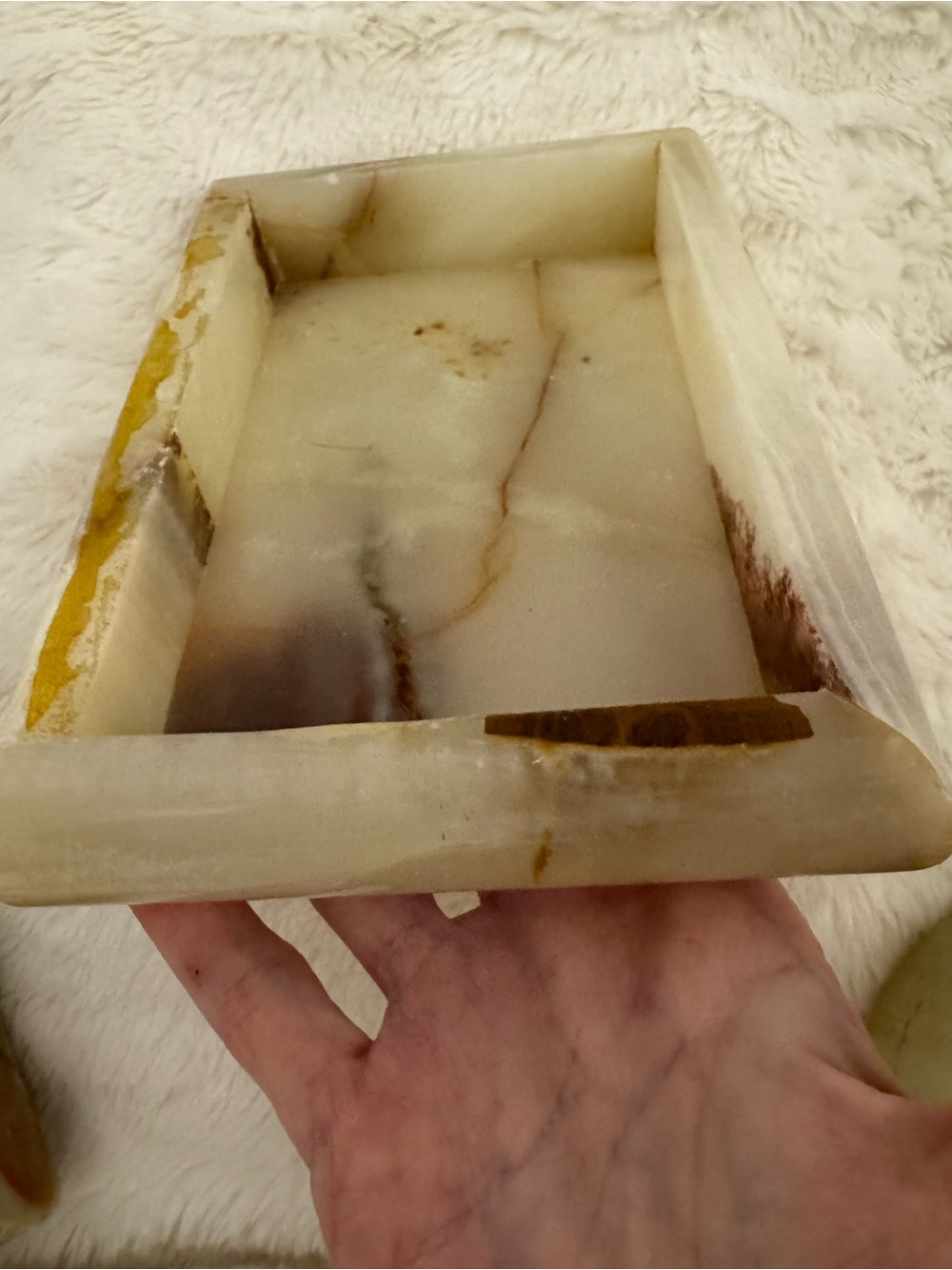 Cream Onyx Vanity Tray and Accessories Set - Neutral Stone Finish - Picture 4 of 8